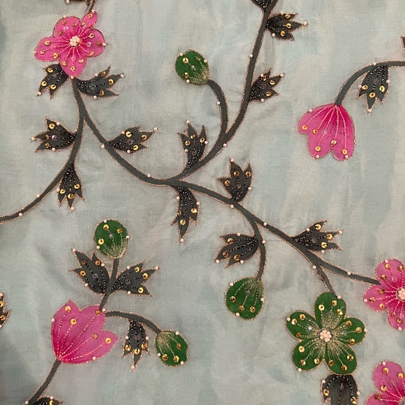 Helen Wang midi strapless dress with embroidery flowers size 2 - Picture 3 of 6